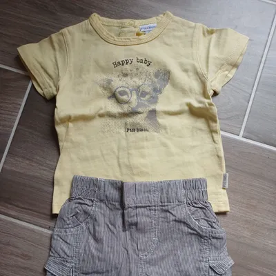 Ensemble short et t-shirt P'tit bisou garçon 6 mois